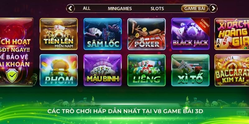 Khám phá các trò chơi hấp dẫn nhất tại V8 game bài 3D